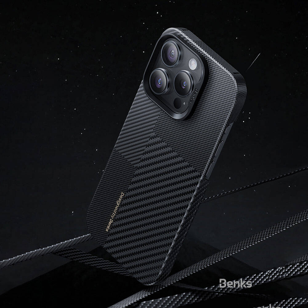 Benks Montage ArmorAir iPhone 14 Pro Max M-safe Şarj Özellikli Karbon Fiber Kevlar Kılıf Benks Montage ArmorAir iPhone 14 Pro Max M-safe Şarj Özellikli Karbon Fiber Kevlar Kılıf